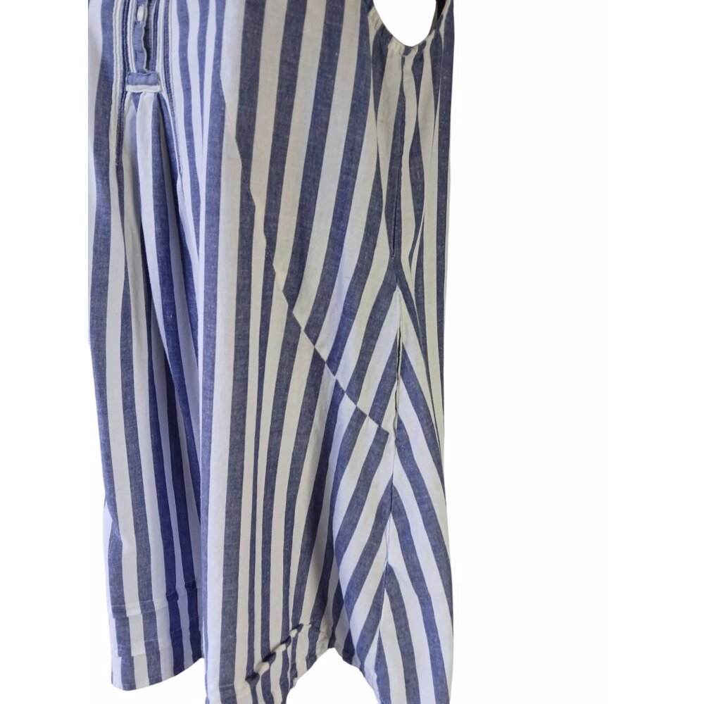 Hope Harlow Sleeveless Blue White Striped Tunic Top Dress Size 6 Trapeze Linen B - Picture 7 of 14